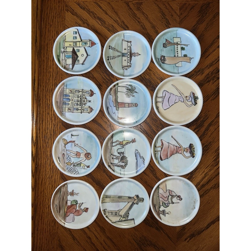 Set Of 12 3" Porcelain Plates Dated 1981 Salvador Bahia